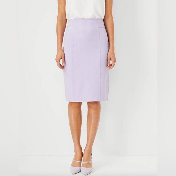 Ann Taylor The Seamed High Waist Pencil Skirt In Bi-Stretch Lavender Size 8 - Picture 2 of 4